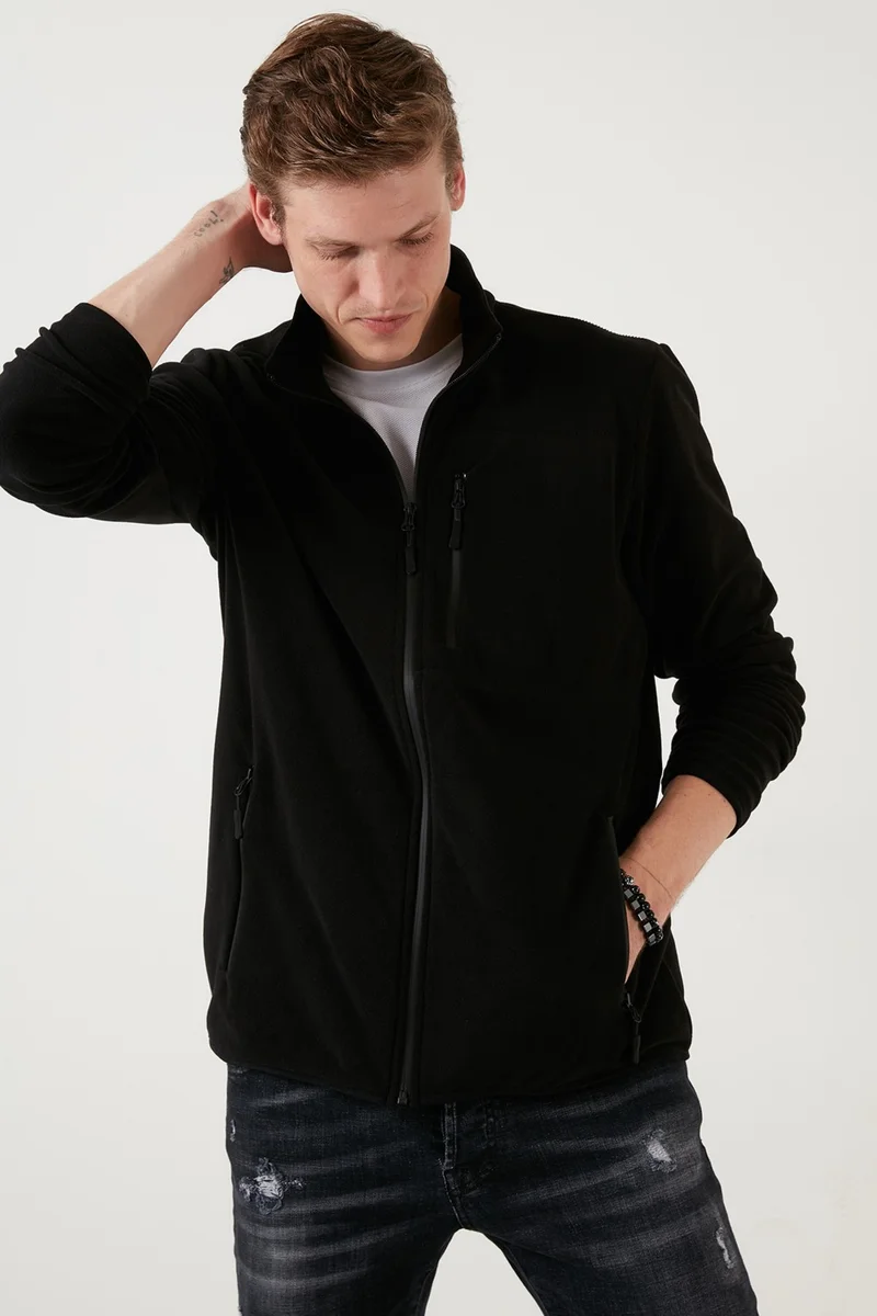 Buratti Zipper Pocket Stand Collar Fleece Cardigan Men's Cardigan 5906028