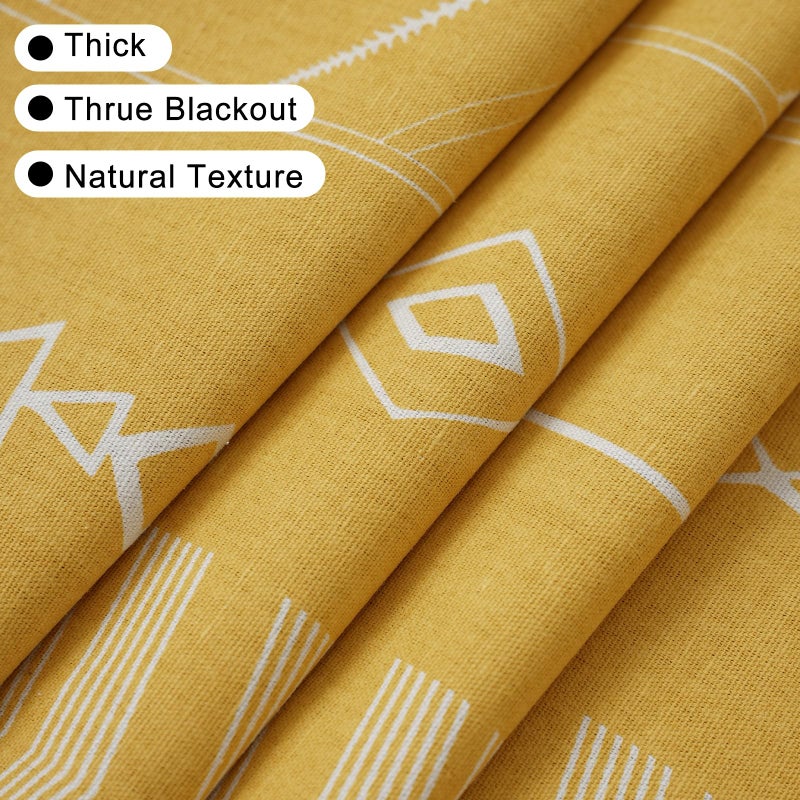 ColorBird Boho Blackout Curtains 2 Panels 84 Inch Length Mustard Yellow Thermal Insulated Southwest Window Treatment Patterned Western Black Out Patterned Curtain Drapes for Living Room Bedroom - Image 4