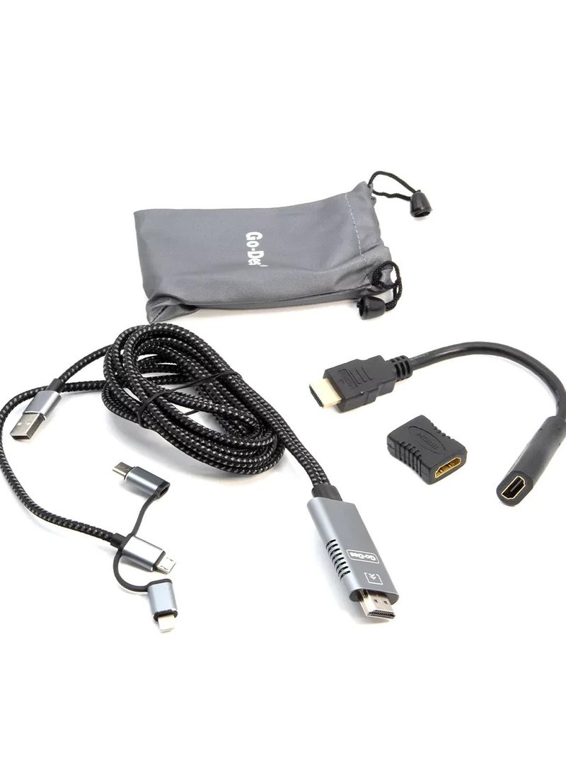 ELTRAZONE Metal Shell HDTV Cable 5-in-1 Video Transfer GD-8296 – High-Quality HDMI, VGA, AV, and Audio Cable for Seamless Video Connectivity - Image 4