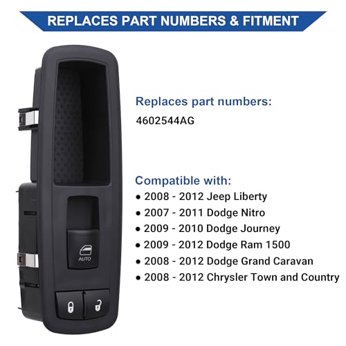 Obaee Passenger Side Power Window Switch 4602544AG Compatible with 2008-2012 Dodge Grand Caravan, Chrysler Town and Country, Jeep Liberty, Dodge Ram 1500, 2009-2010 Journey, 2007-2011 Nitro - Image 2