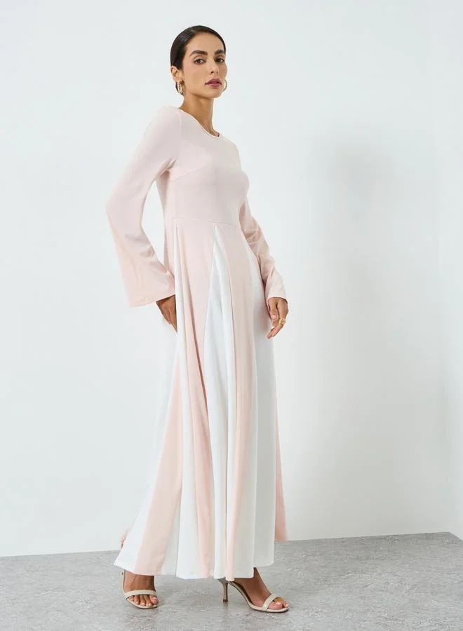 Take Two Pink Women Pink Color Block Long Sleeve Jalabiya for Women | Best Price UAE