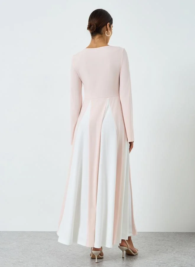 Take Two Pink Women Pink Color Block Long Sleeve Jalabiya for Women | Best Price UAE