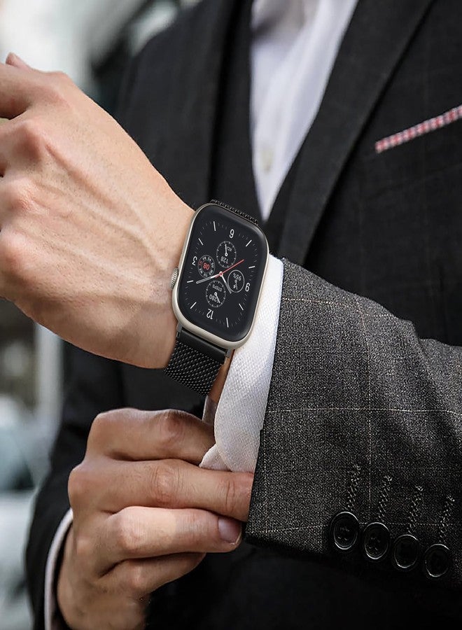 Zedoli Milanese Metal Loop Compatible with Apple Watch Ultra 3 Band 49mm 44mm 45mm 46mm 42mm,Stainless Steel Mesh Loop Magnetic for iWatch Band Series 11 10 9 8 7 6 5 4 3 2 1 SE Ultra 3 2 1 Men Black - Image 2