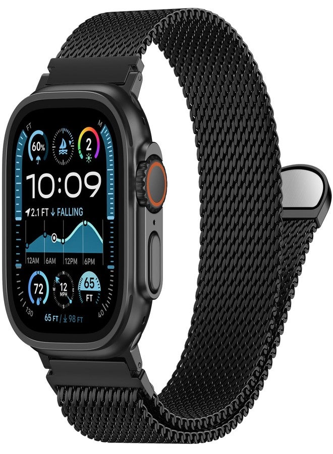 Zedoli Milanese Metal Loop Compatible with Apple Watch Ultra 3 Band 49mm 44mm 45mm 46mm 42mm,Stainless Steel Mesh Loop Magnetic for iWatch Band Series 11 10 9 8 7 6 5 4 3 2 1 SE Ultra 3 2 1 Men Black - Image 1
