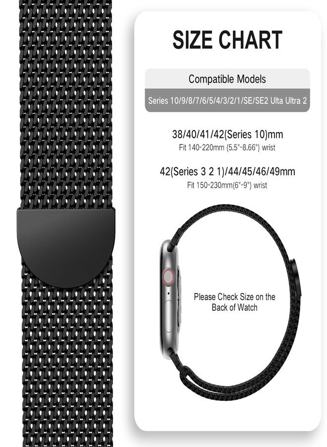 Zedoli Milanese Metal Loop Compatible with Apple Watch Ultra 3 Band 49mm 44mm 45mm 46mm 42mm,Stainless Steel Mesh Loop Magnetic for iWatch Band Series 11 10 9 8 7 6 5 4 3 2 1 SE Ultra 3 2 1 Men Black - Image 5