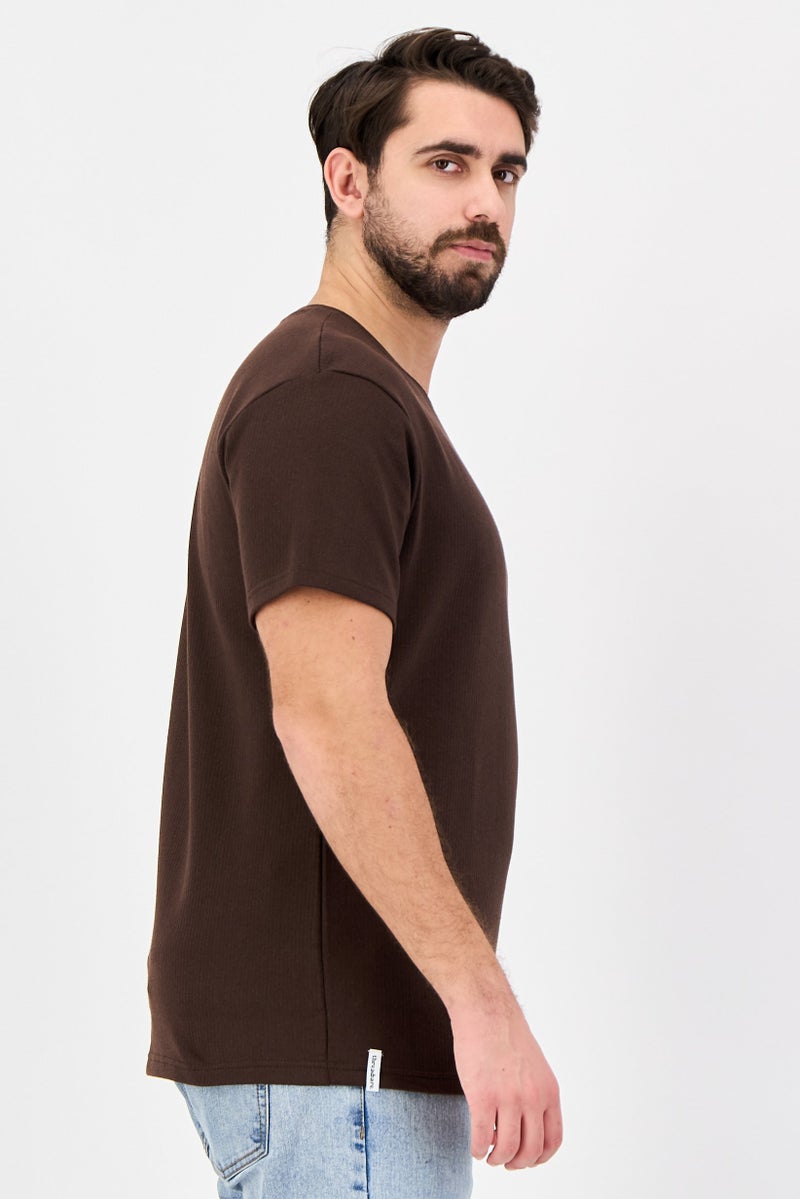 Threadbare Men Crew Neck Short Sleeve Plain T-Shirt, Brown - Image 2