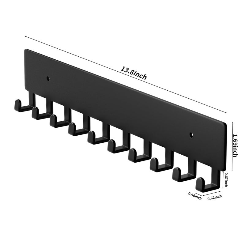 GTK Key Holder for Wall, Key Hooks with 10 Hooks, Wall Mounted Key Holder for Hallway, Self Adhesive Key Rack(Black) - Image 5