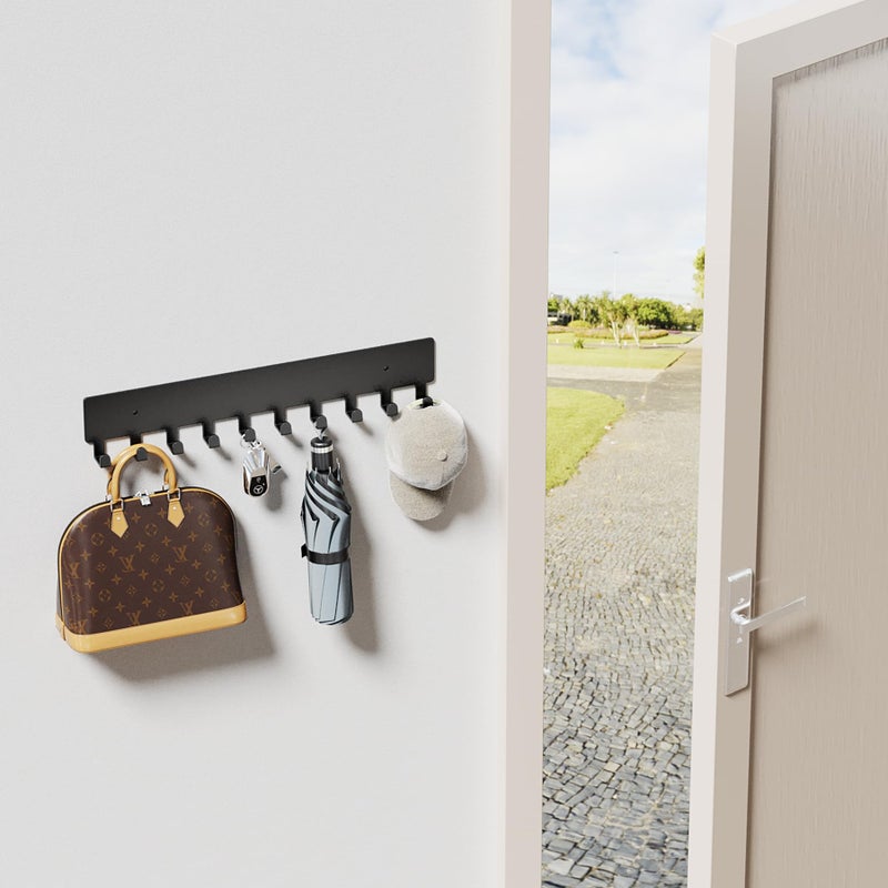 GTK Key Holder for Wall, Key Hooks with 10 Hooks, Wall Mounted Key Holder for Hallway, Self Adhesive Key Rack(Black) - Image 2