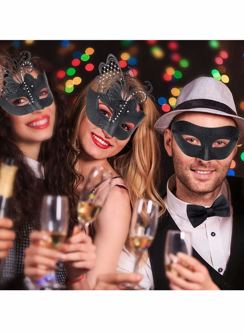 واي آند دي Masquerade Mask For Couple Mardi Gras Halloween Venetian Style Costumes Accessory Set  - Image 2