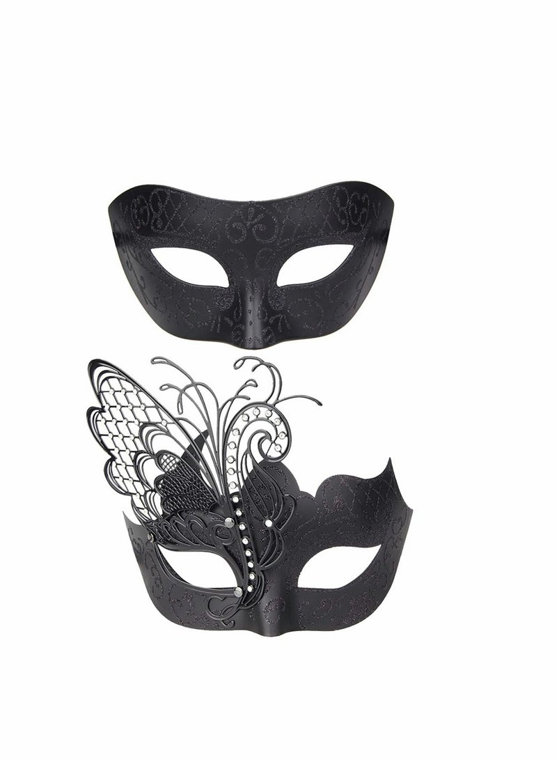 واي آند دي Masquerade Mask For Couple Mardi Gras Halloween Venetian Style Costumes Accessory Set  - Image 1