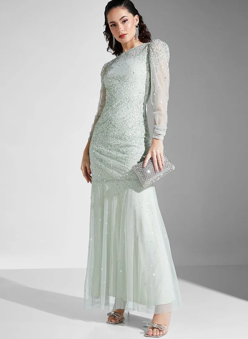 Amelia Rose Sequin Mesh Tiered Dress
