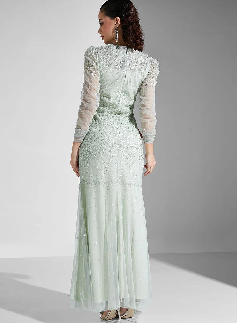 Amelia Rose Sequin Mesh Tiered Dress