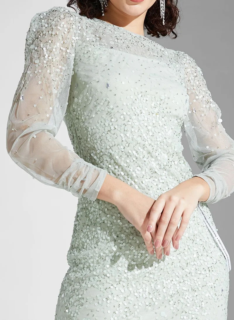 Amelia Rose Sequin Mesh Tiered Dress