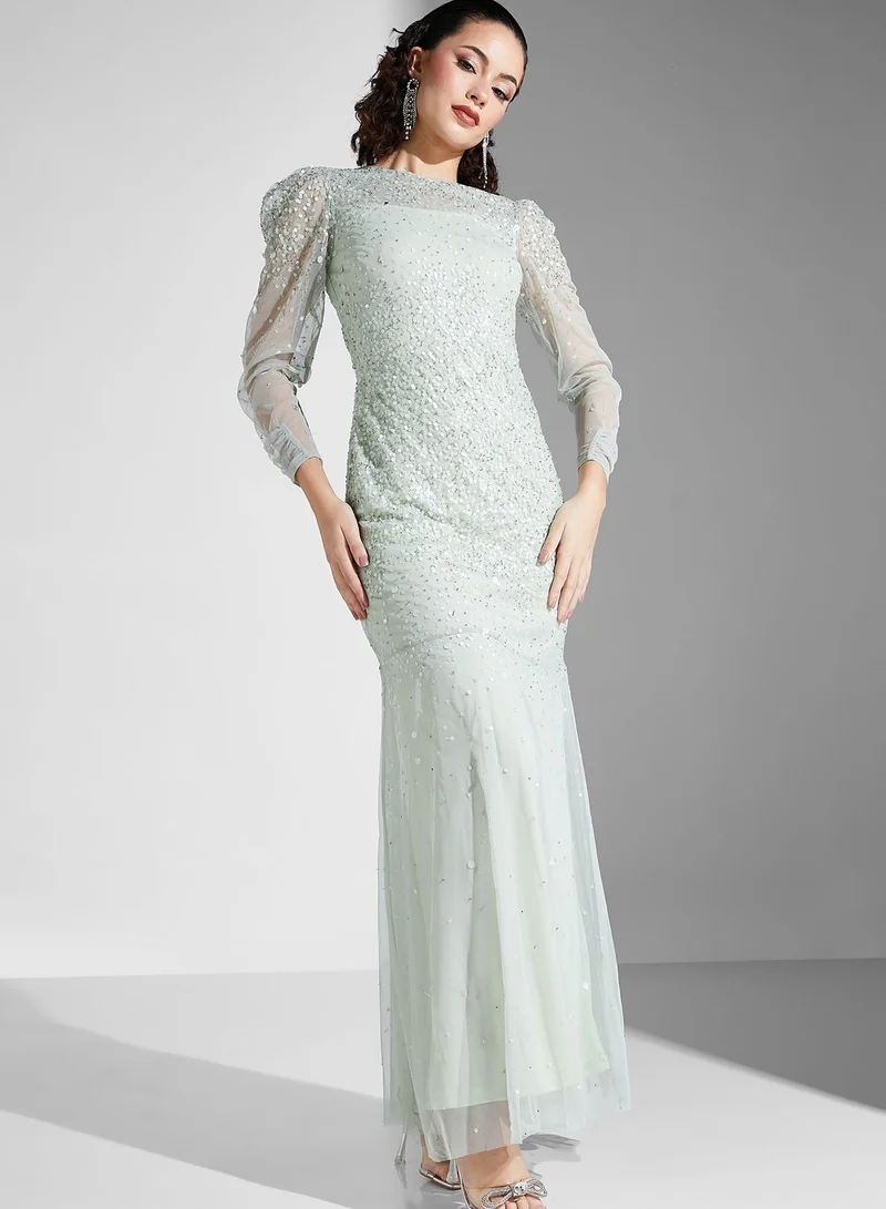 Amelia Rose Sequin Mesh Tiered Dress