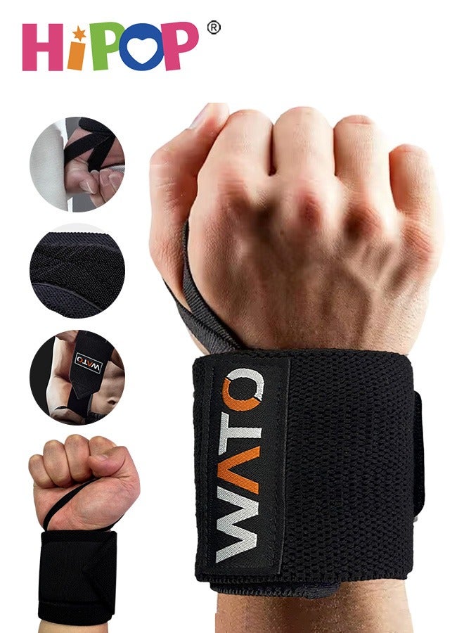 HIPOP 2PCS Wrist Wraps with Wrist Support, Adjustable Wrist Brace with Thumb Loops, Wrist Bands for Men and Women Fitness Weightlifting Gym Workout - Image 1