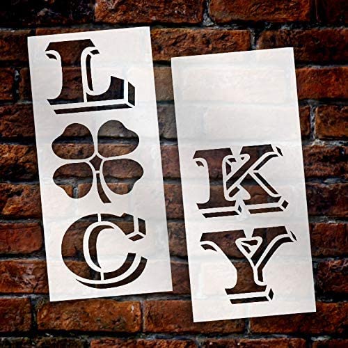 Ivana's Lucky Tall Porch Stencil with Shamrock | 2 Piece | DIY Large Vertical Irish Clover Home Decor for St. Patrick's Day | Front Door Entryway | Craft & Paint Wood Leaner Signs | Size 4ft - Image 2