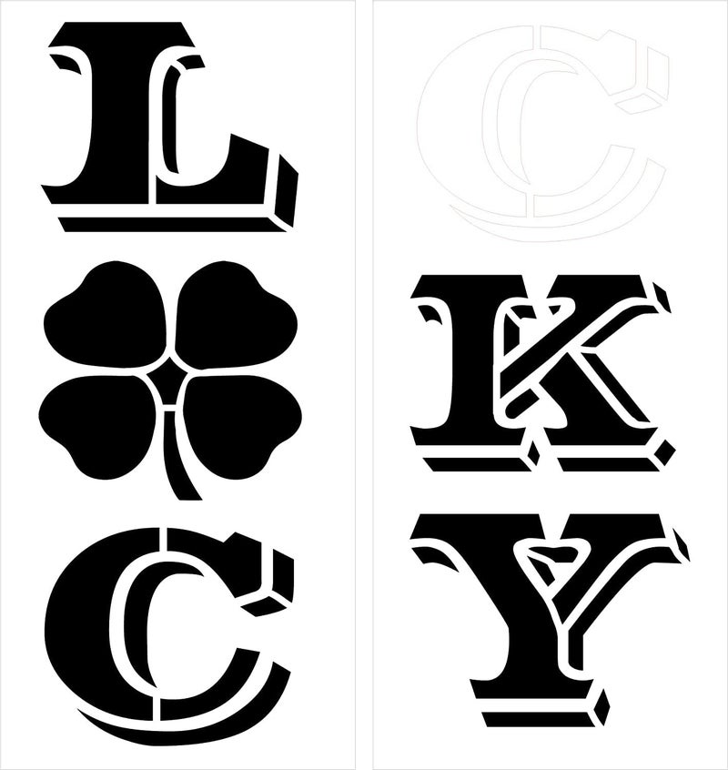 Ivana's Lucky Tall Porch Stencil with Shamrock | 2 Piece | DIY Large Vertical Irish Clover Home Decor for St. Patrick's Day | Front Door Entryway | Craft & Paint Wood Leaner Signs | Size 4ft - Image 3