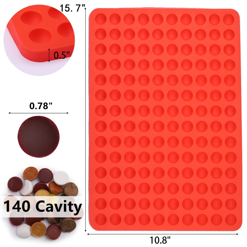 BTYMS 2 Pcs Small Silicone Molds, 140 Cavity Semi Sphere Molds for Chocolate, Baking, Homemade Candy, Wax Melts Beads, Ice Balls, DIY Dog Training Treats - Image 2