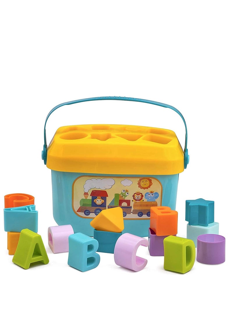 Plastic Sorter Blocks for Toddlers Boys Girls, 16 Cubes , ABCD Blocks with Basket, Toys for 6 Months to 2 Years Old Boys Girls, Multicolor - Image 2