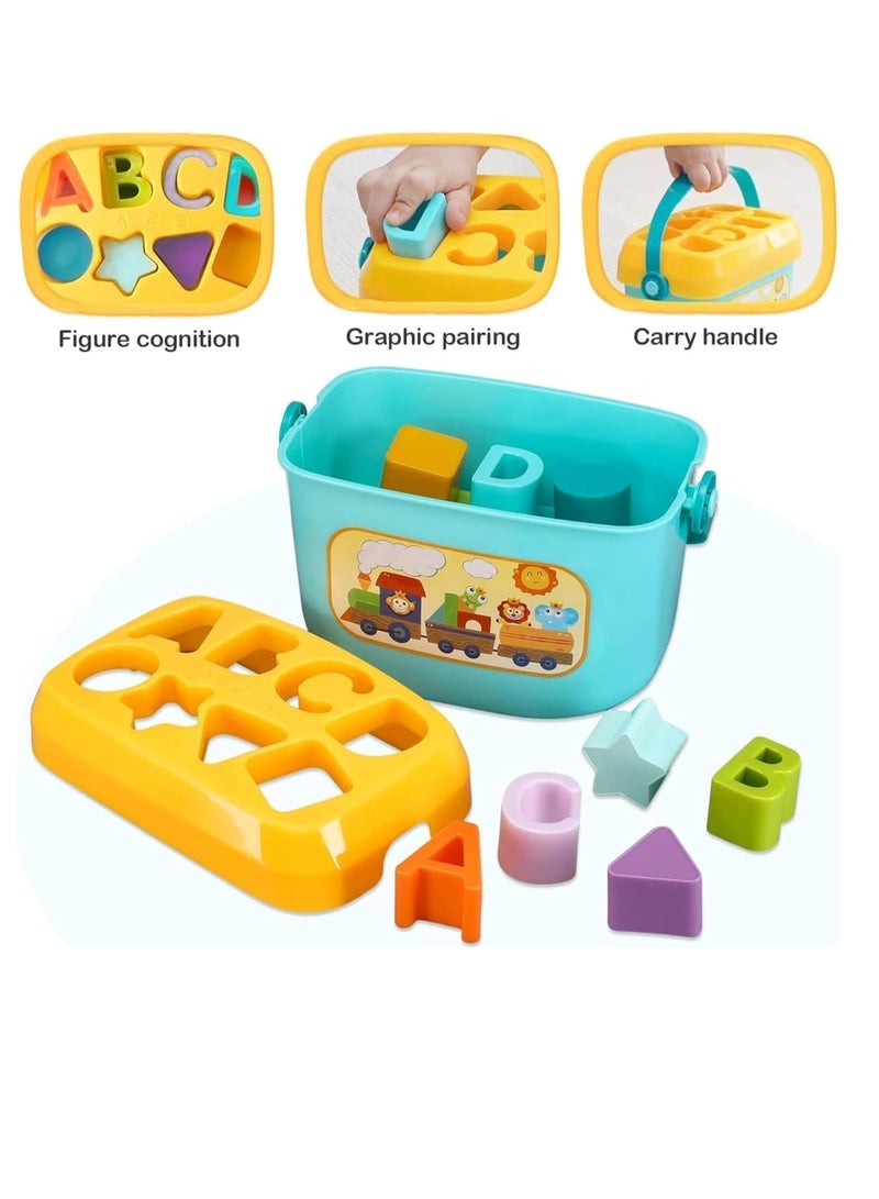 Plastic Sorter Blocks for Toddlers Boys Girls, 16 Cubes , ABCD Blocks with Basket, Toys for 6 Months to 2 Years Old Boys Girls, Multicolor - Image 4