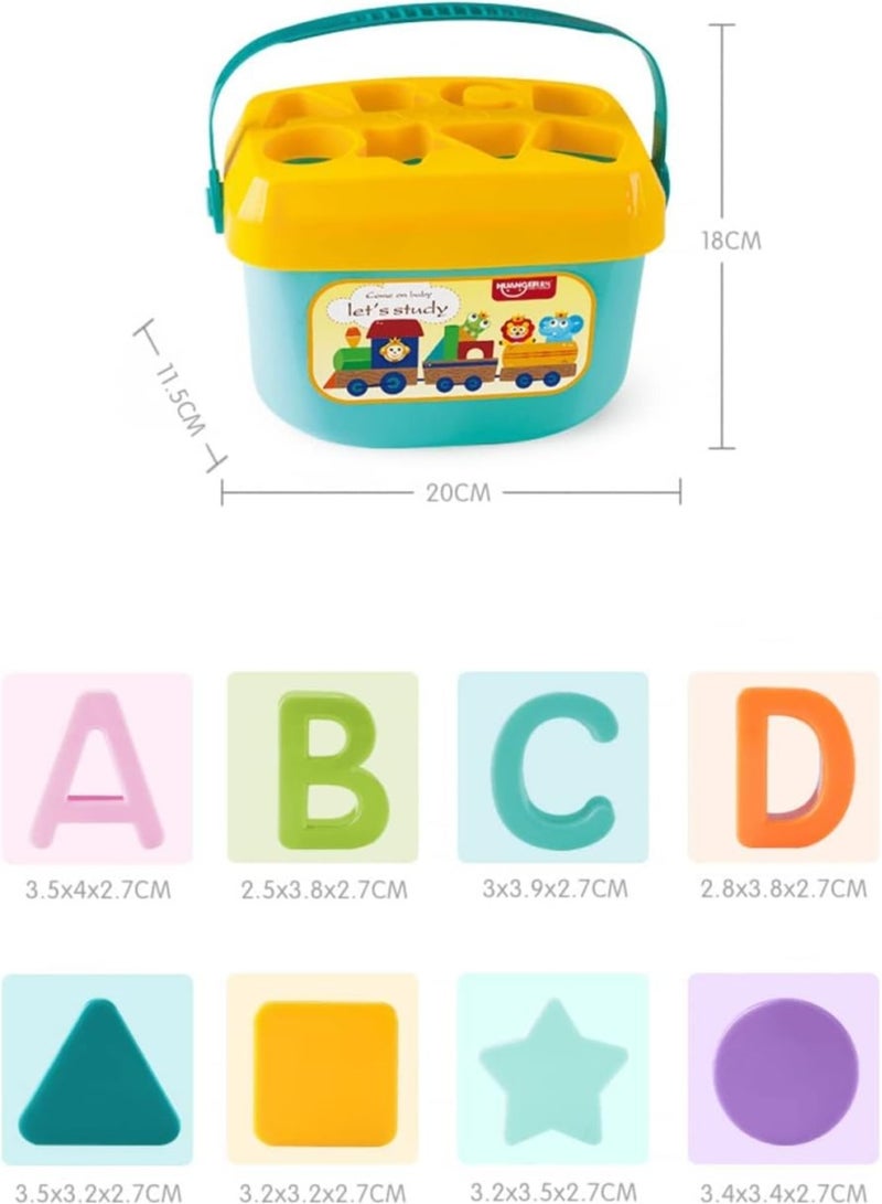Plastic Sorter Blocks for Toddlers Boys Girls, 16 Cubes , ABCD Blocks with Basket, Toys for 6 Months to 2 Years Old Boys Girls, Multicolor - Image 5