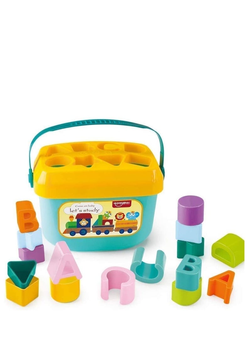 Generic MRUD Plastic Sorter Blocks for Toddlers Boys Girls, 16 Cubes by TOYS-EGYPT, ABCD Blocks with Basket, Toys for 6 Months to 2 Years Old Boys Girls, Multicolor - Image 2