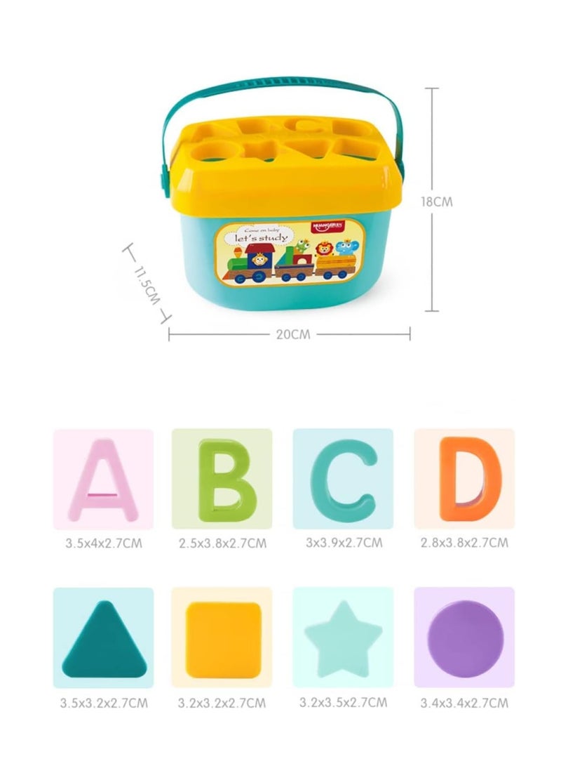 Generic MRUD Plastic Sorter Blocks for Toddlers Boys Girls, 16 Cubes by TOYS-EGYPT, ABCD Blocks with Basket, Toys for 6 Months to 2 Years Old Boys Girls, Multicolor - Image 4