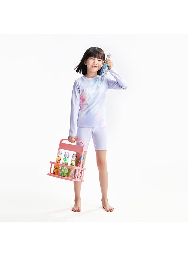 Annil Girls' Two-piece Long-sleeve Set, Summer New Style, Purple Flower, Size 160 - Image 4