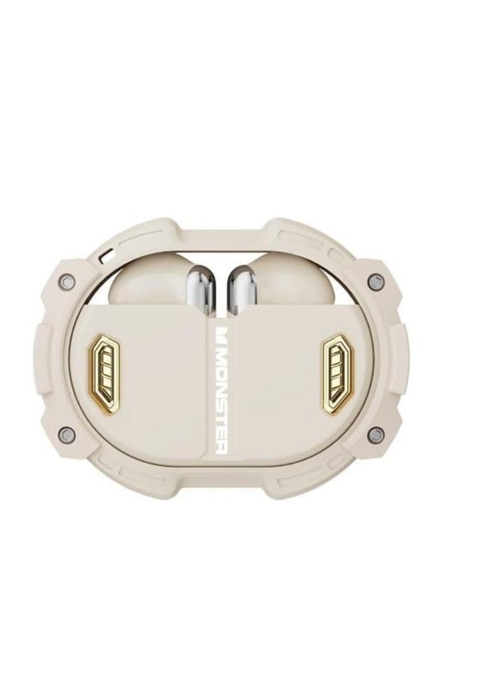 Monster - Monster XKT10 Pro Bluetooth 5.3 Earphones Wireless Headphones Game Headset Waterproof TWS Noise Reduction With Mic Sports Earbud, BEIGE - Image 1