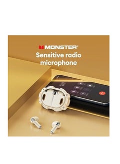 Monster Monster XKT10 Pro Bluetooth 5.3 Earphones Wireless Headphones Game Headset Waterproof TWS Noise Reduction With Mic Sports Earbud, BEIGE  - Image 3