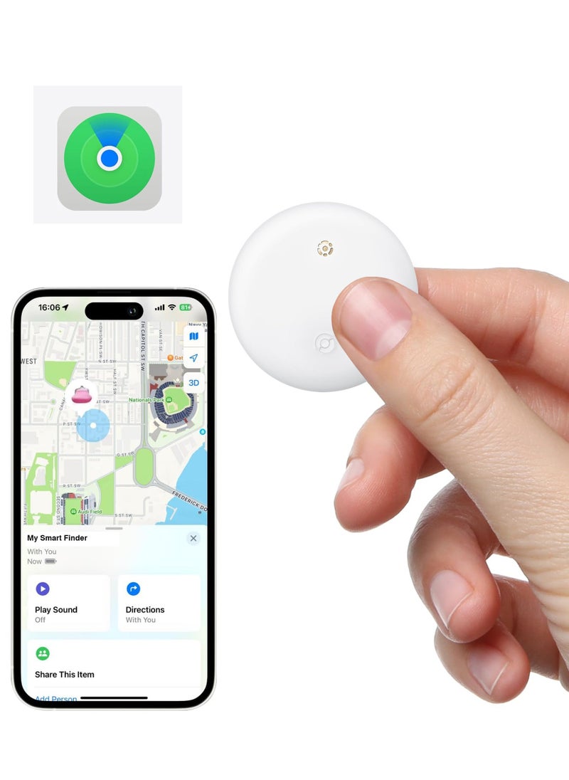 XQOOPS Smart Tracker Item Finder for Apple Find My (iOS Only), Super MINI Size Key Finder Item Locator for Luggage,Wallet,Bicycle and More, IPX6 Waterproof Works Like Apple Airtag(White-1 Pack) - Image 1