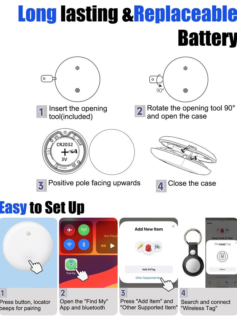 XQOOPS Smart Tracker Item Finder for Apple Find My (iOS Only), Super MINI Size Key Finder Item Locator for Luggage,Wallet,Bicycle and More, IPX6 Waterproof Works Like Apple Airtag(White-1 Pack) - Image 5