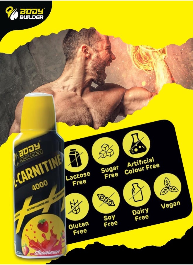 Body Builder - L Carnitine 4000 Strawberry 500ml -25 Servings - Image 1