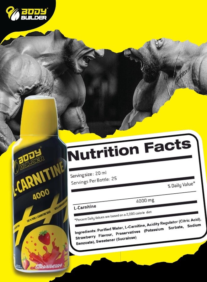 Body Builder Strawberry L-Carnitine 4000 Liquid 500ml 25 Servings