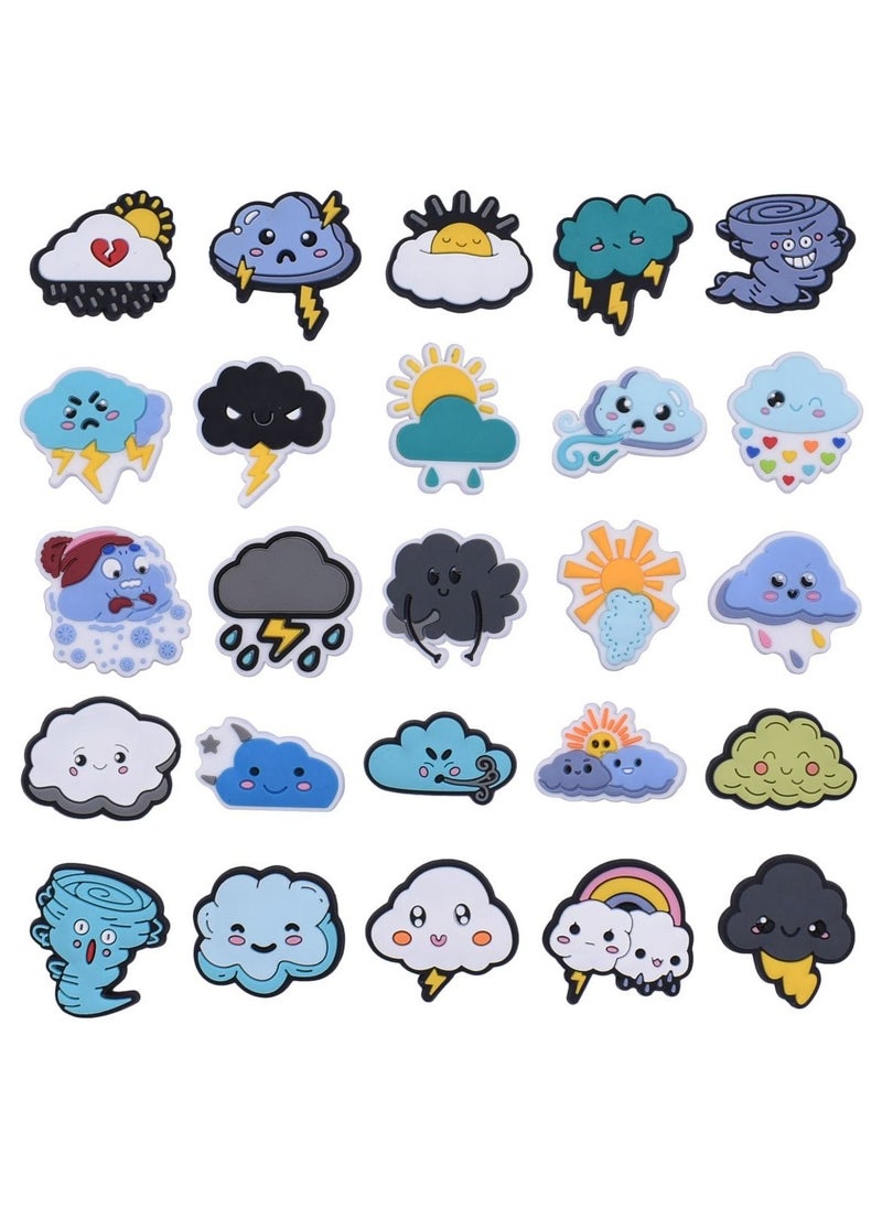 Excefore Cloud Shoe Charms Weather, 25PCS Sun Shoes Charms Rain PVC Tornado Cute Lightning Clog Pins Accessories Party Favors Birthday Gifts Holidays Decoration for Boys Women Girls  - Image 1