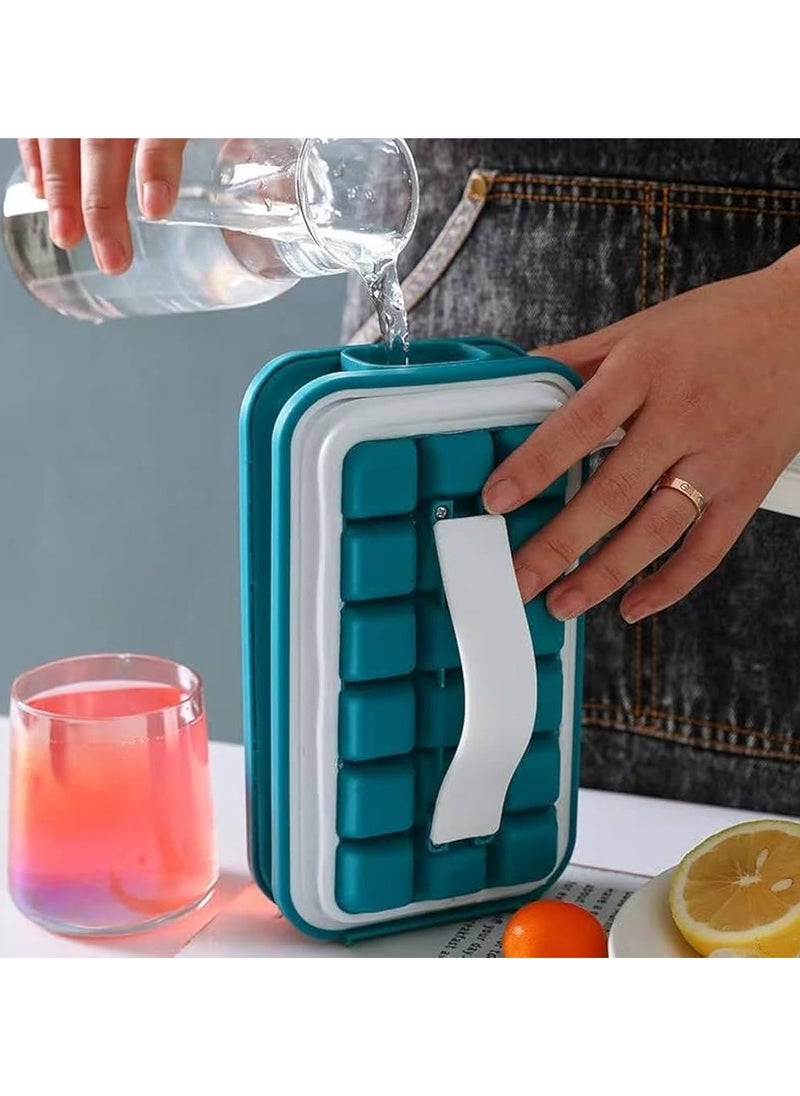 Generic 4 IN 1 - DISPENSER - MAKER - BIN - ICE PACK - Make And Serve Ice Without Ever Touching The Ice - The Sanitary Silicone Ice Tray for Freezer With Lid - Ice Cube  - Image 1