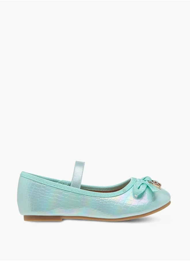 فلورا بيلا من شو إكسبرس Girls Bow Embellished Ballerina Shoes With Elastic Strap Detail