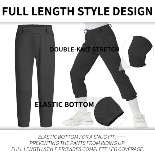 QBK 2T/3T/4T/5T Toddler Baseball Pants Youth Softball Pants Kids Tee Ball Pants for Boy Girl Black（Black 5T） - Image 2