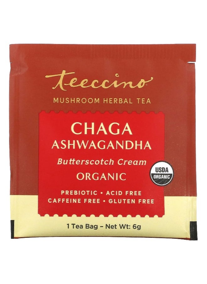 teeccino - Teeccino, Mushroom Herbal Tea, Organic Chaga Ashwagandha, Caffeine Free, 10 Tea Bags, 2.12 oz (60 g) - Image 1