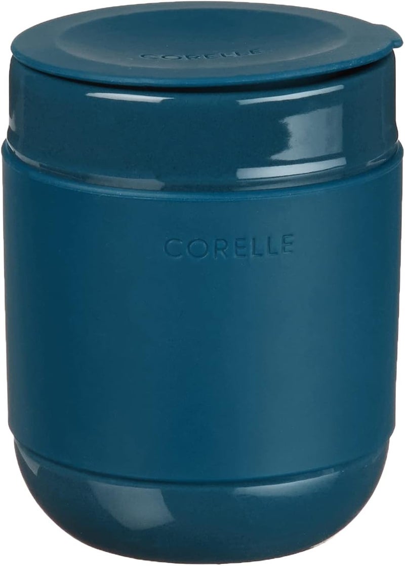 Corelle طقم أكواب كوريل من الحجر الخزفي 4 قطع مع أغطية - كوب سفر فني مصنوع يدويًا بطلاء صلب سعة 1312 أونصة - لون أزرق داكن - Image 1