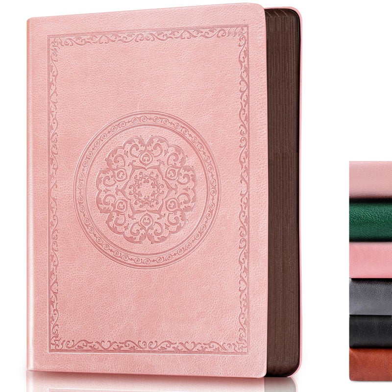 Fetinar 2026 Leather Vintage Journal Notebook,300 Pages,Leather Softcover Lined Journal Notebooks for Women Men,Notebook Journals for Writing Travel,Business,Office,Rose Gold Pink - Image 1