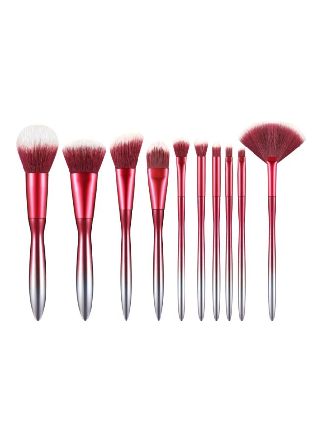 NIBEMINENT 10-Piece Gradient Makeup Brush Set Pink/Silver/White - Image 1
