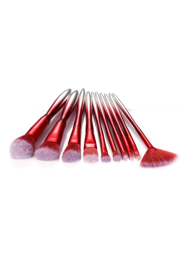 NIBEMINENT 10-Piece Gradient Makeup Brush Set Pink/Silver/White - Image 2