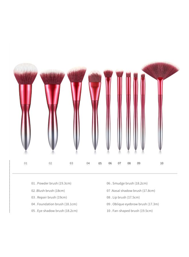 NIBEMINENT 10-Piece Gradient Makeup Brush Set Pink/Silver/White - Image 5