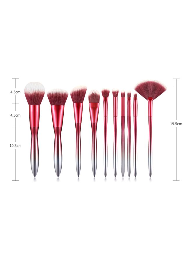 NIBEMINENT 10-Piece Gradient Makeup Brush Set Pink/Silver/White - Image 4