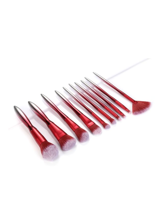 NIBEMINENT 10-Piece Gradient Makeup Brush Set Pink/Silver/White - Image 3