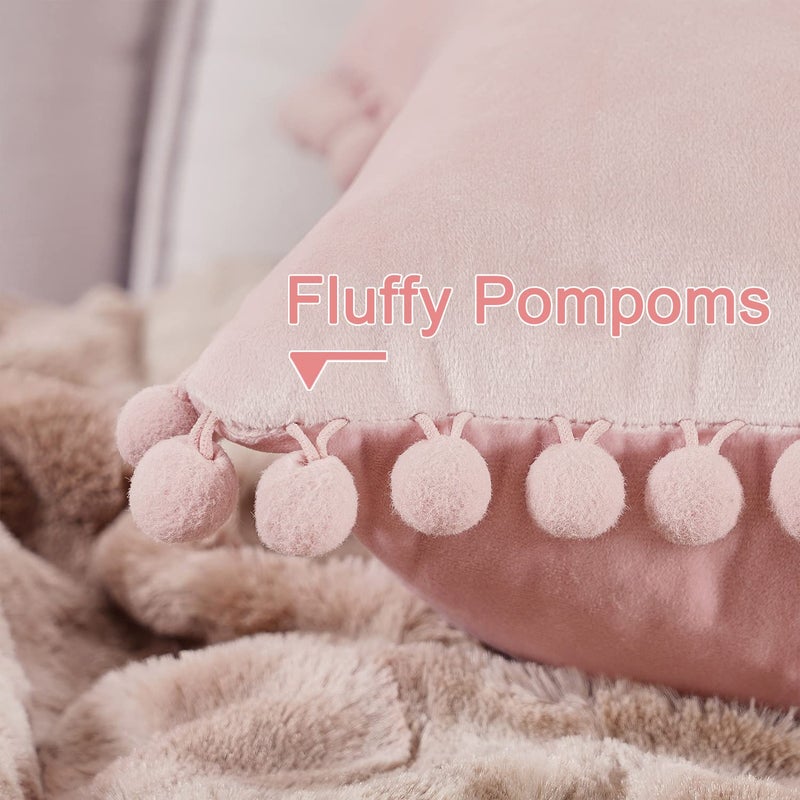 Topfinel Top Finel Blush Pink 26x26 Euro Pillow Shams Set of 2 Decorative Throw Pillow Covers for Bed  Soft Velvet Couch Pillow Covers with for Bedroom  Spring Cute Aesthetic Home Decor - Image 3