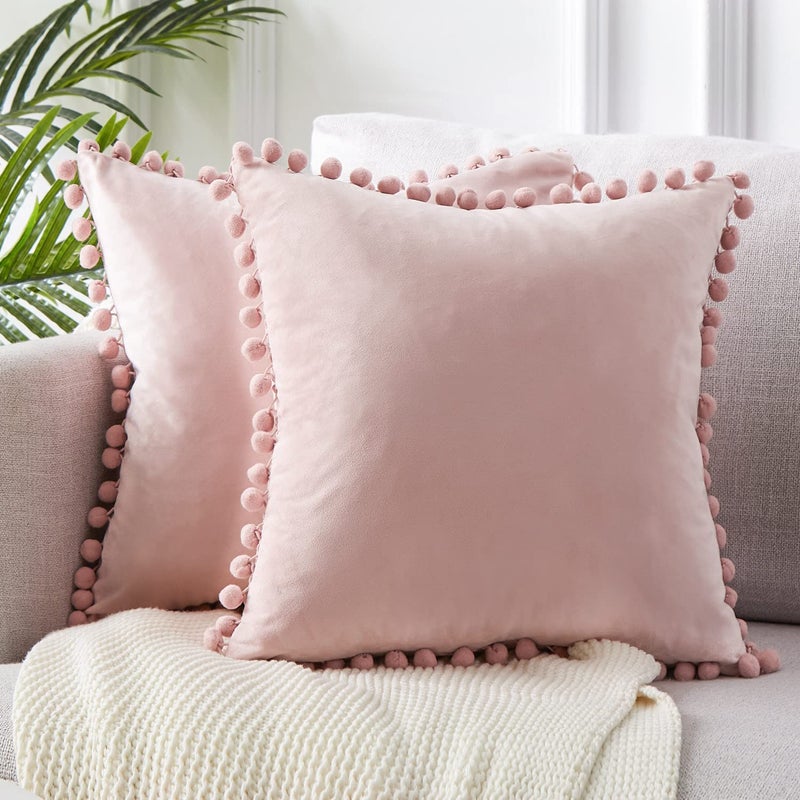 Topfinel Top Finel Blush Pink 26x26 Euro Pillow Shams Set of 2 Decorative Throw Pillow Covers for Bed  Soft Velvet Couch Pillow Covers with for Bedroom  Spring Cute Aesthetic Home Decor - Image 1