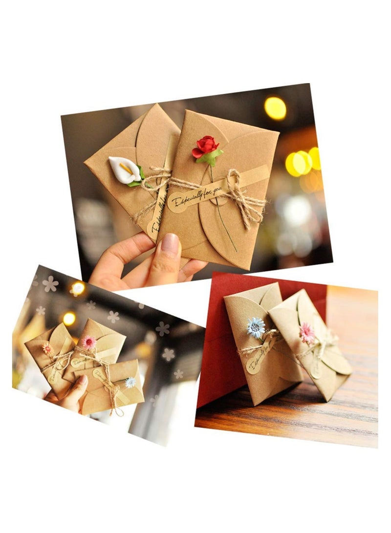 SOLARAE 4 Pack Flower Pattern Thank You Card Handmade Invitation Greeting Card Wish Card for Wedding Birthday Festival - Image 4