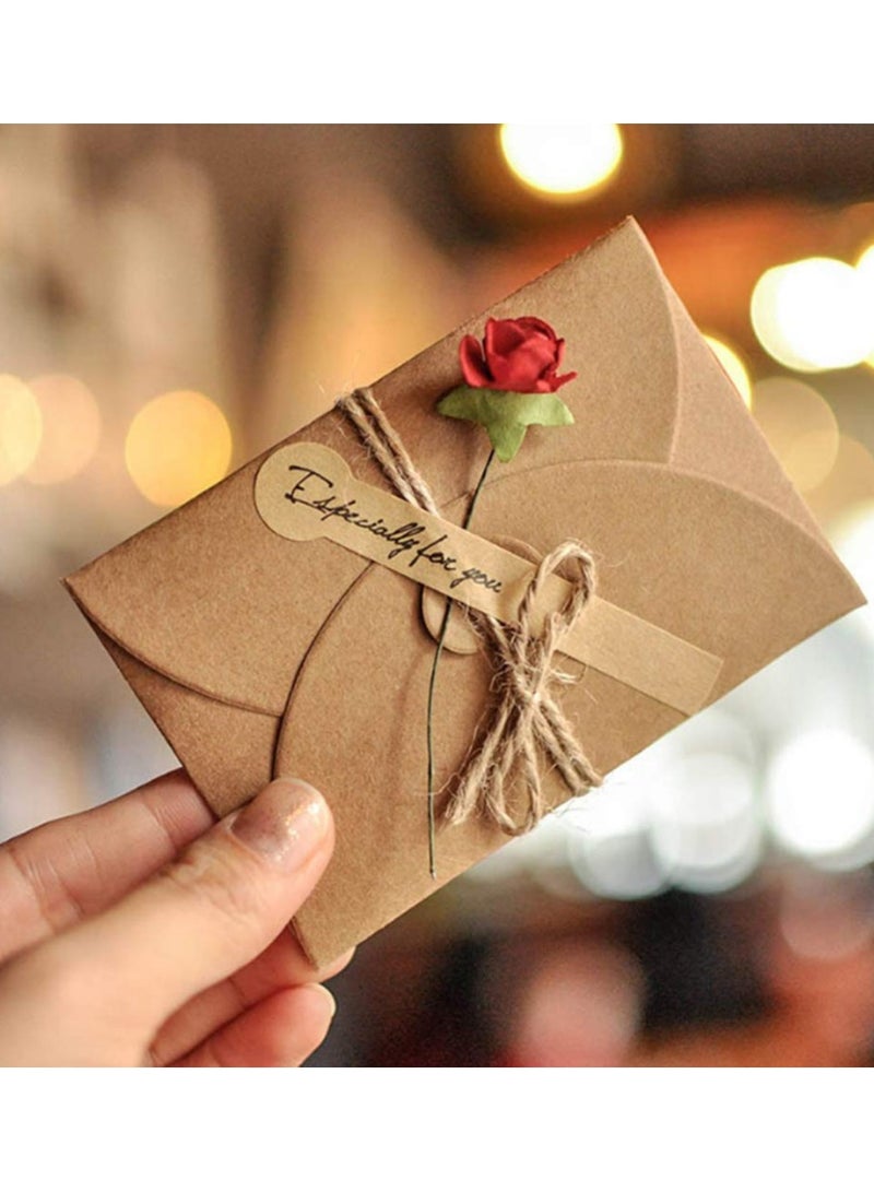 SOLARAE 4 Pack Flower Pattern Thank You Card Handmade Invitation Greeting Card Wish Card for Wedding Birthday Festival - Image 3